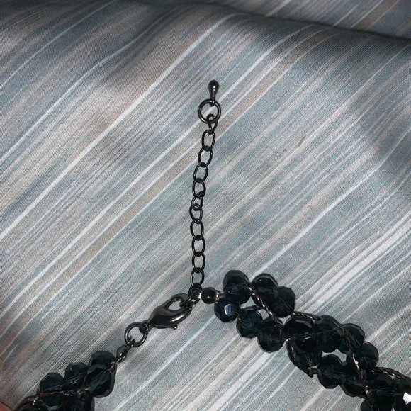 Smokey blue grey beaded chunky decorative statement necklace - Picture 4 of 8